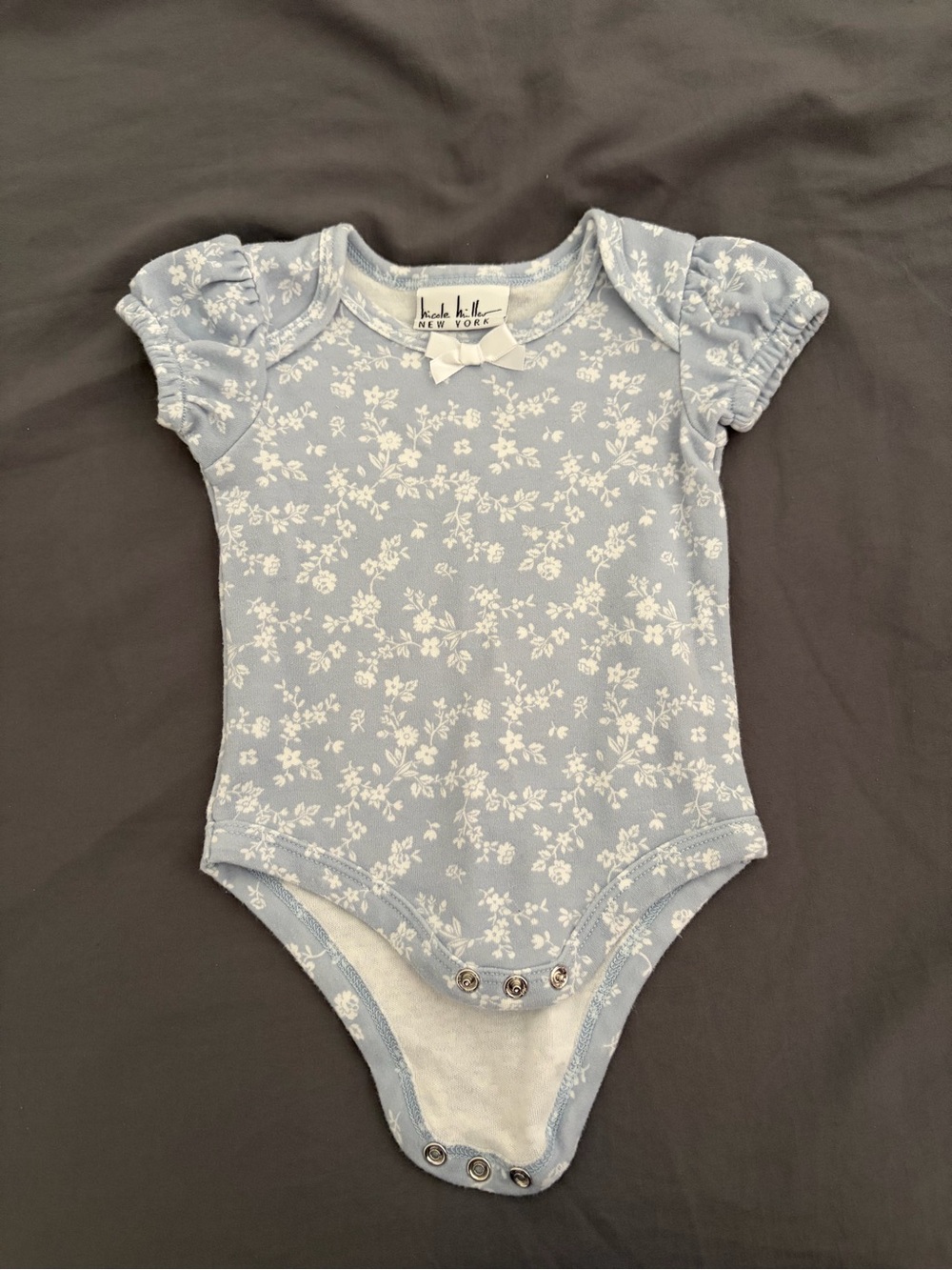 Nicole Miller Light Blue Floral Short-Sleeve One-Piece
